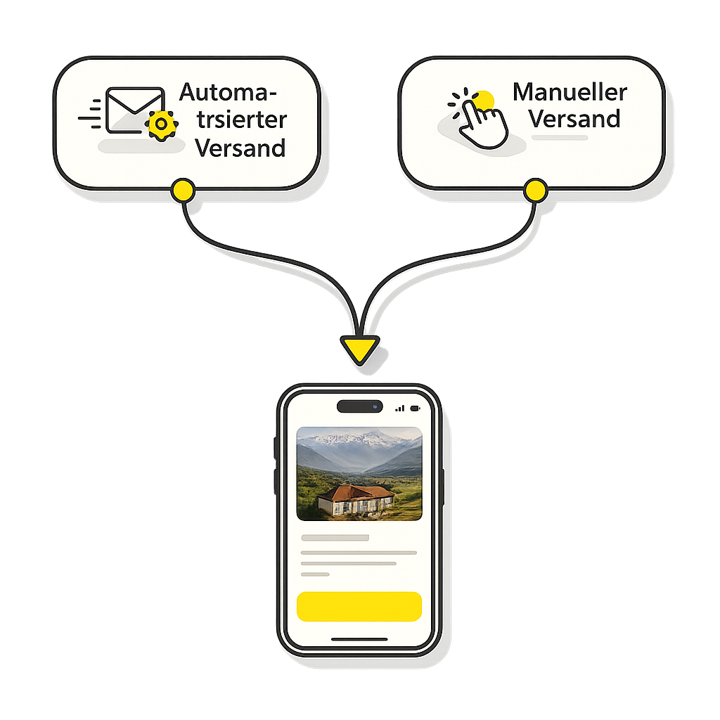 Automatischer und manueller Versand zum Anreise-Assistenten